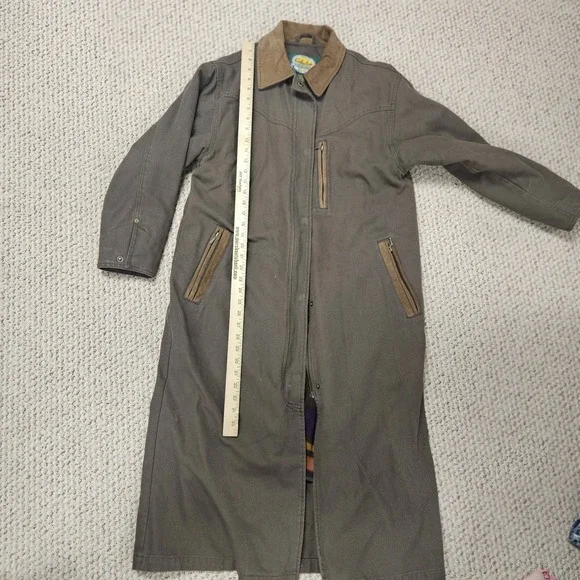 Cabela's Women's Canvas Leather Duster Ranch Barn Coat Size M Brown with Liner - Picture 9 of 9